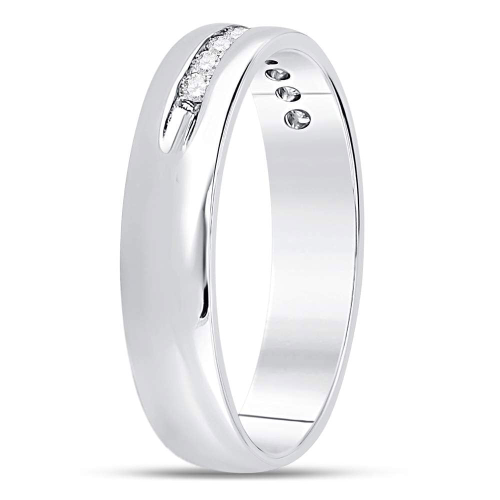 14kt White Gold Mens Machine Set Round Diamond Wedding Channel Band Ring 1/4 Cttw