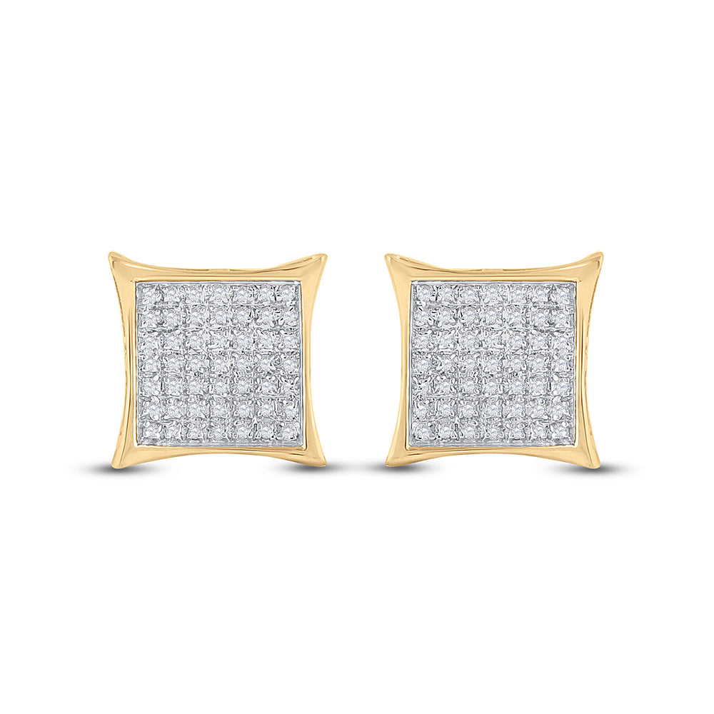 10kt Yellow Gold Womens Round Diamond Kite Square Earrings 1/3 Cttw