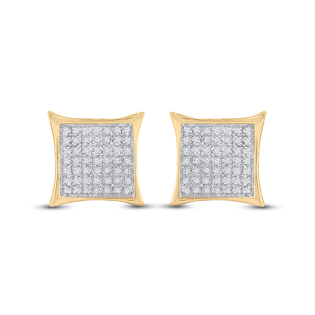 10kt Yellow Gold Womens Round Diamond Kite Square Earrings 1/3 Cttw