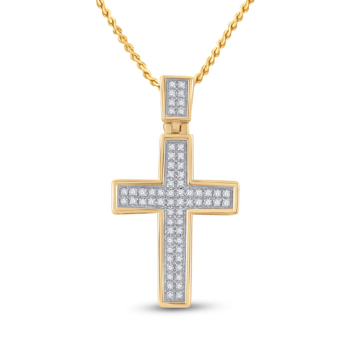 10kt Yellow Gold Womens Round Diamond Cross Pendant 1/6 Cttw