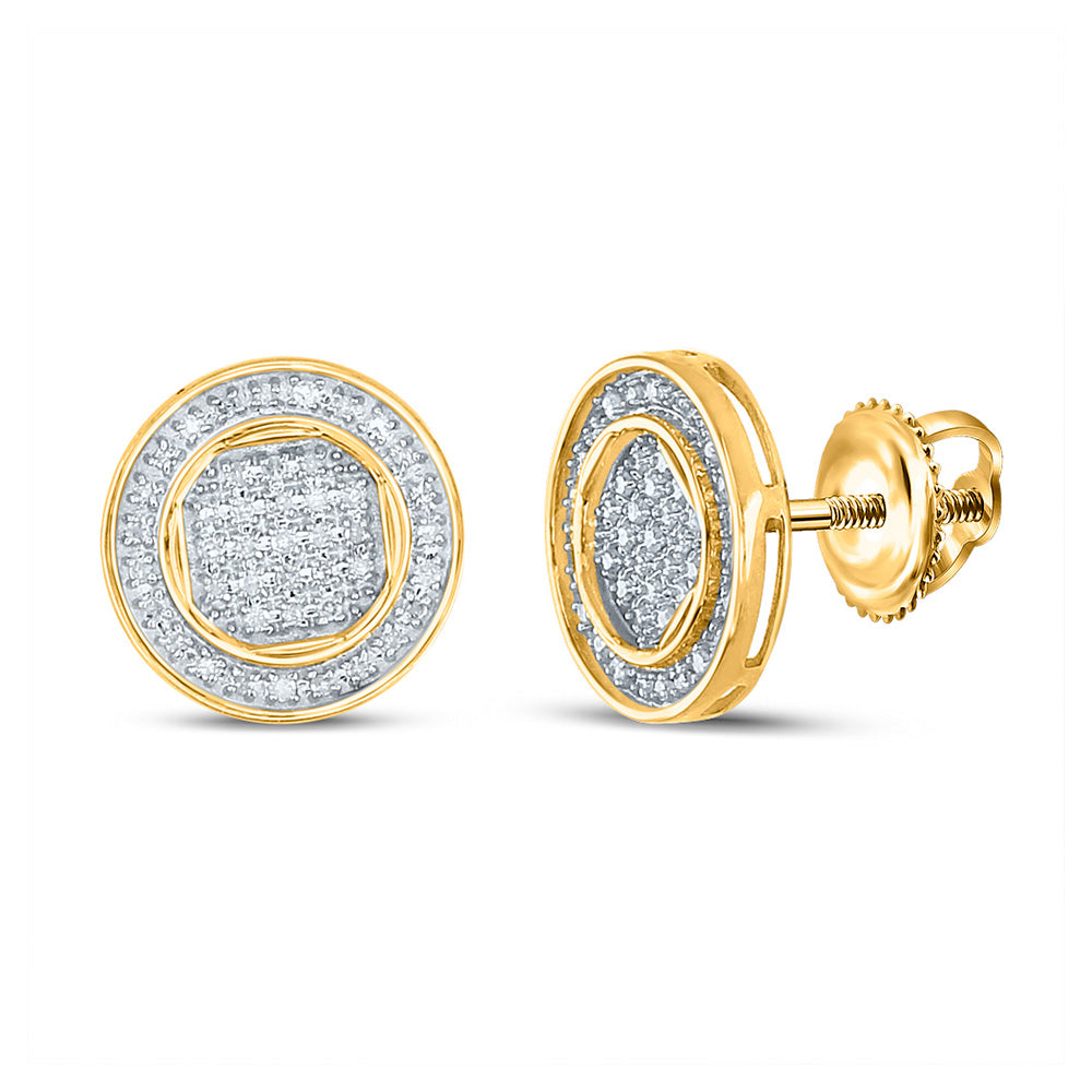 10kt Yellow Gold Mens Round Diamond Circle Earrings 1/4 Cttw