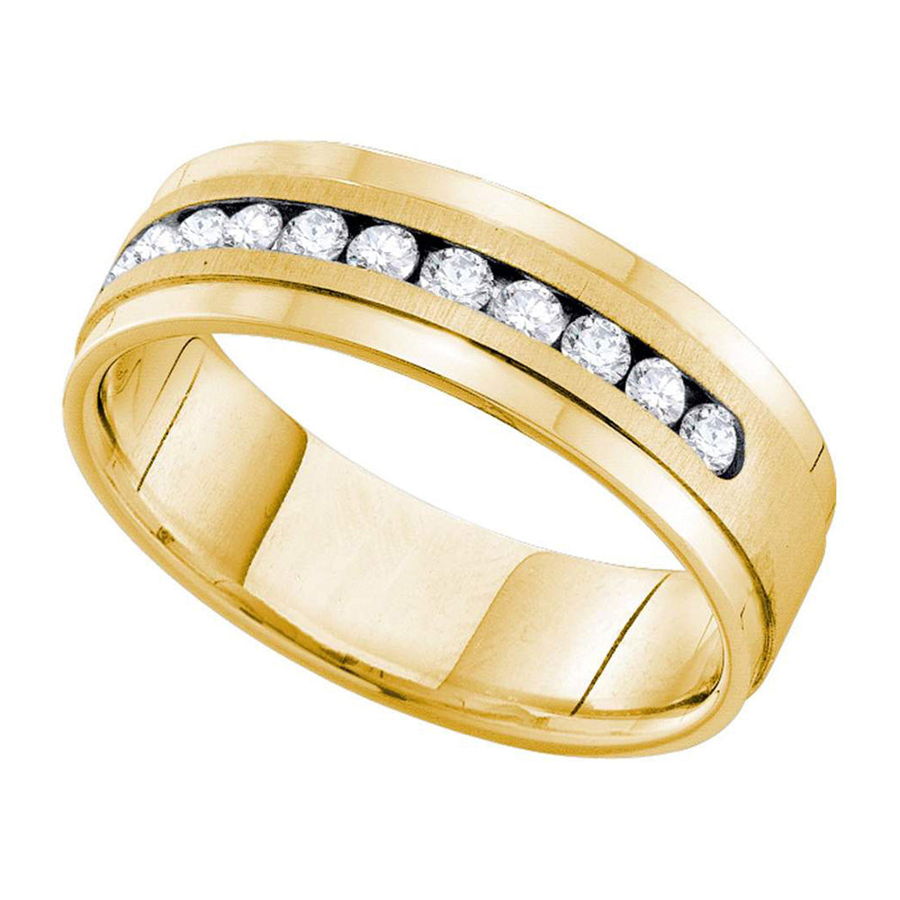 14kt Yellow Gold Mens Round Diamond Wedding Band Ring 1/4 Cttw