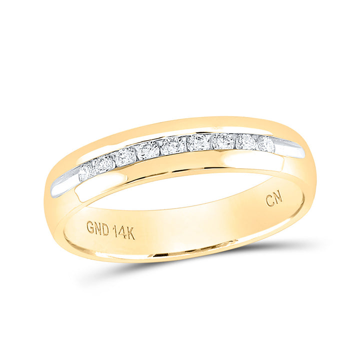 14kt Yellow Gold Mens Round Diamond Single-row Channel-set Wedding Band Ring 1/4 Cttw