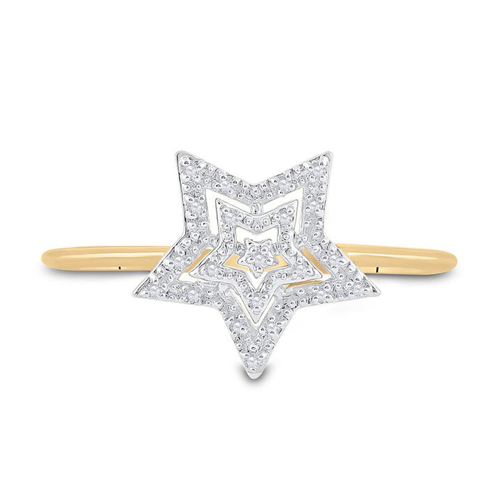 10kt Yellow Gold Womens Round Diamond Star Ring 1/20 Cttw