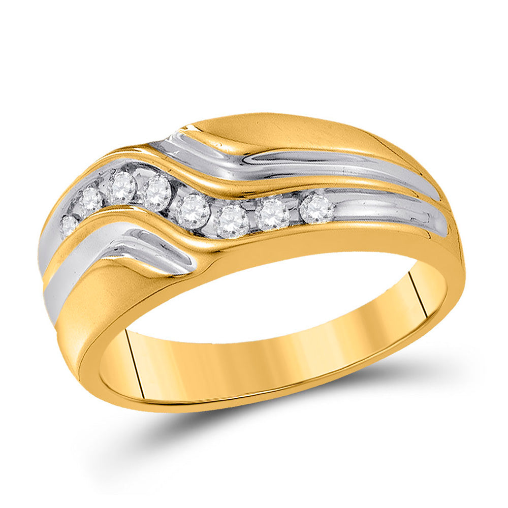 10kt Yellow Gold Mens Round Diamond Wedding Band Ring 1/4 Cttw