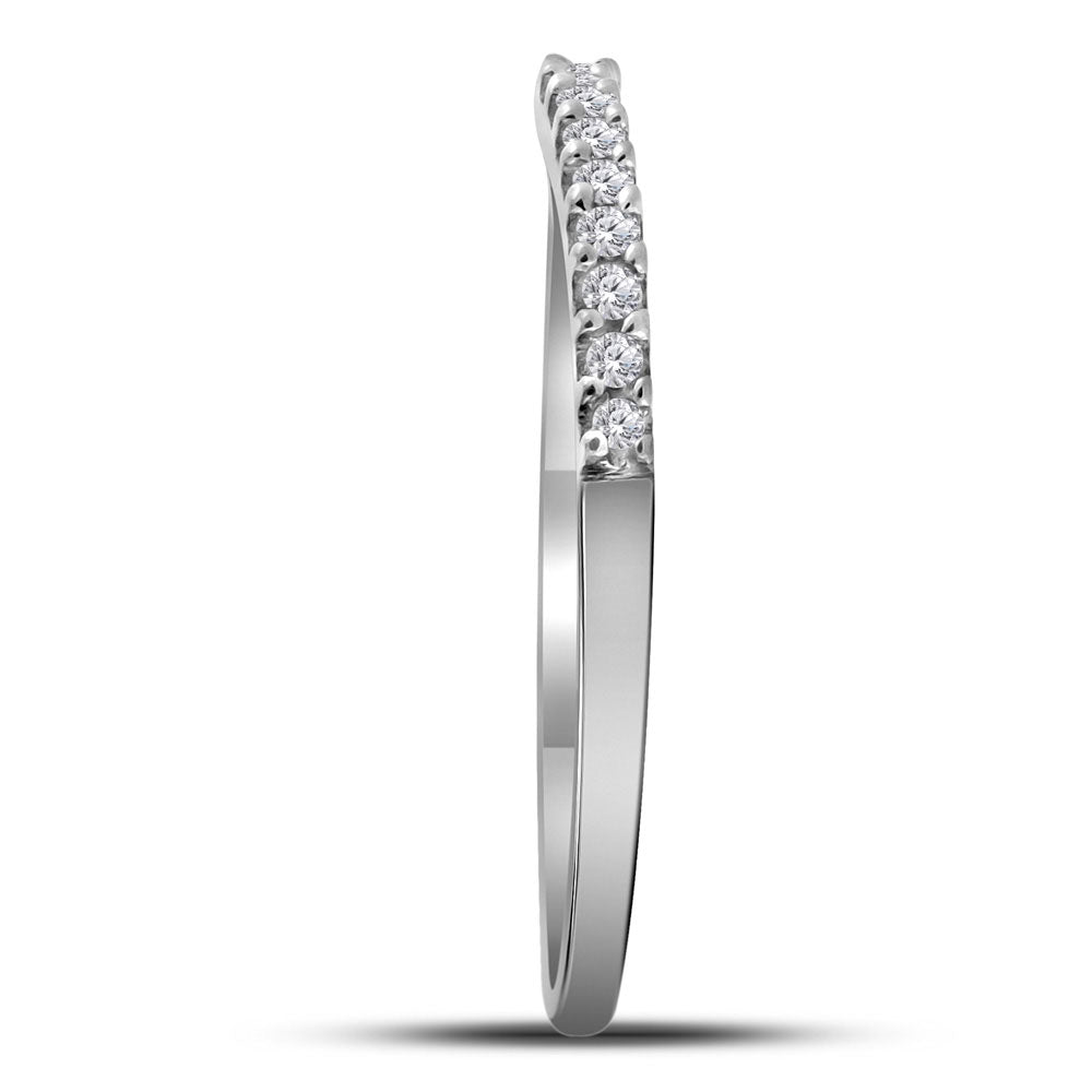 10kt White Gold Womens Round Diamond Wedding Contoured Band 1/6 Cttw