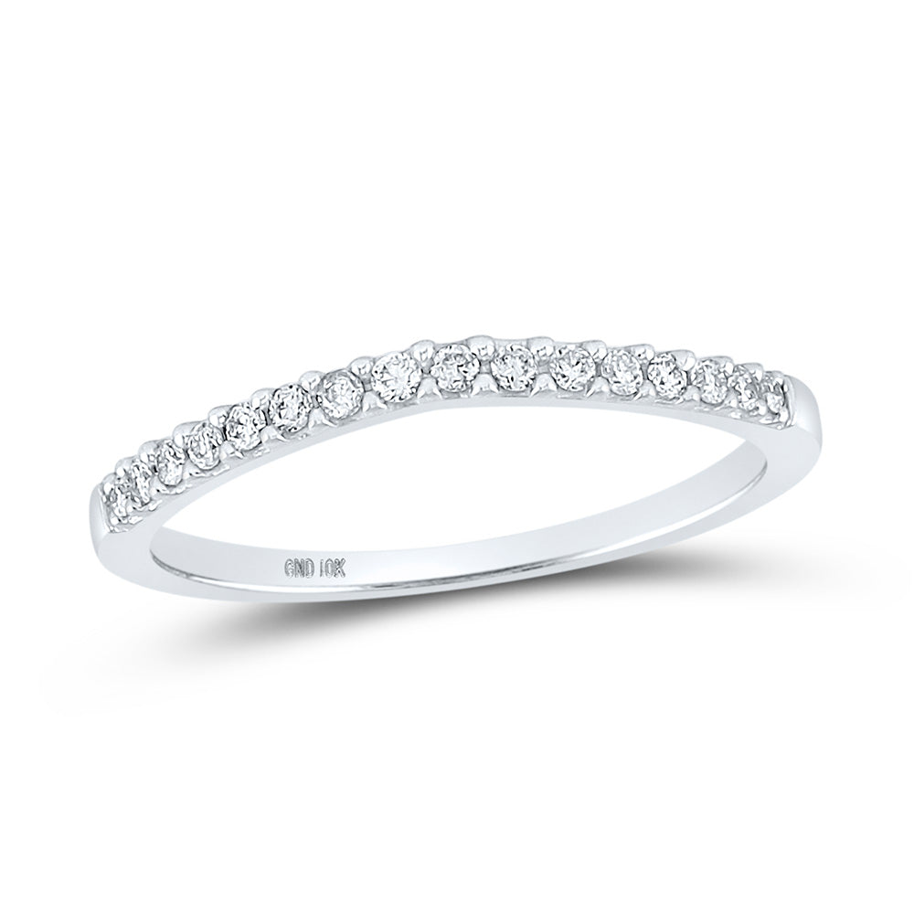 10kt White Gold Womens Round Diamond Wedding Contoured Band 1/6 Cttw