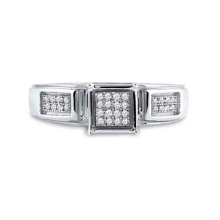 Sterling Silver Womens Round Diamond Square Ring 1/10 Cttw