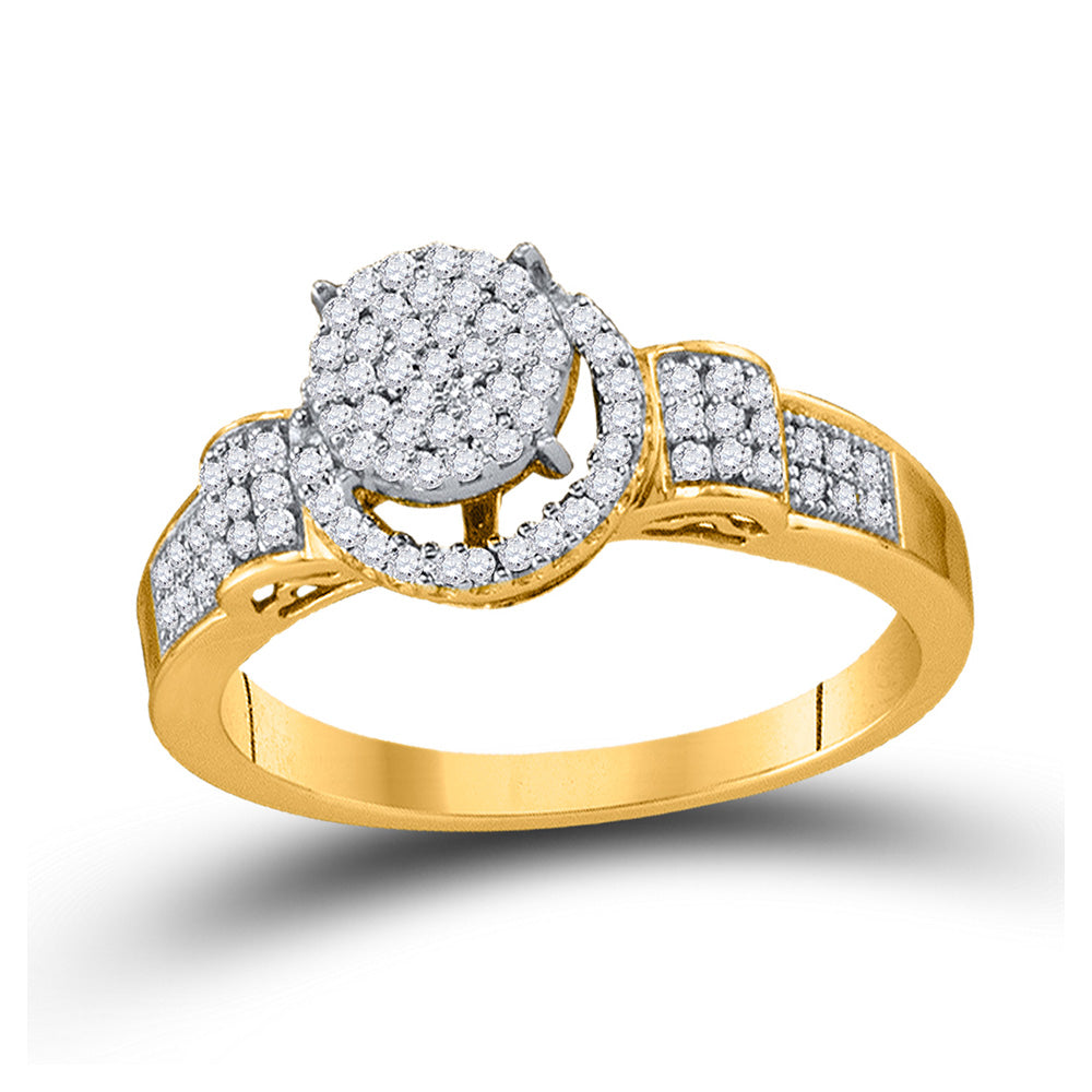 10kt Yellow Gold Womens Round Diamond Cluster Ring 1/4 Cttw