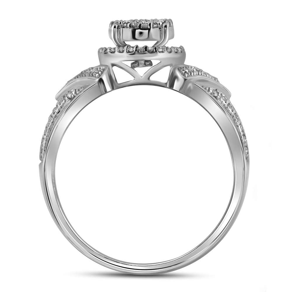 10kt White Gold Womens Round Diamond Cluster Bridal Wedding Engagement Ring 1/3 Cttw