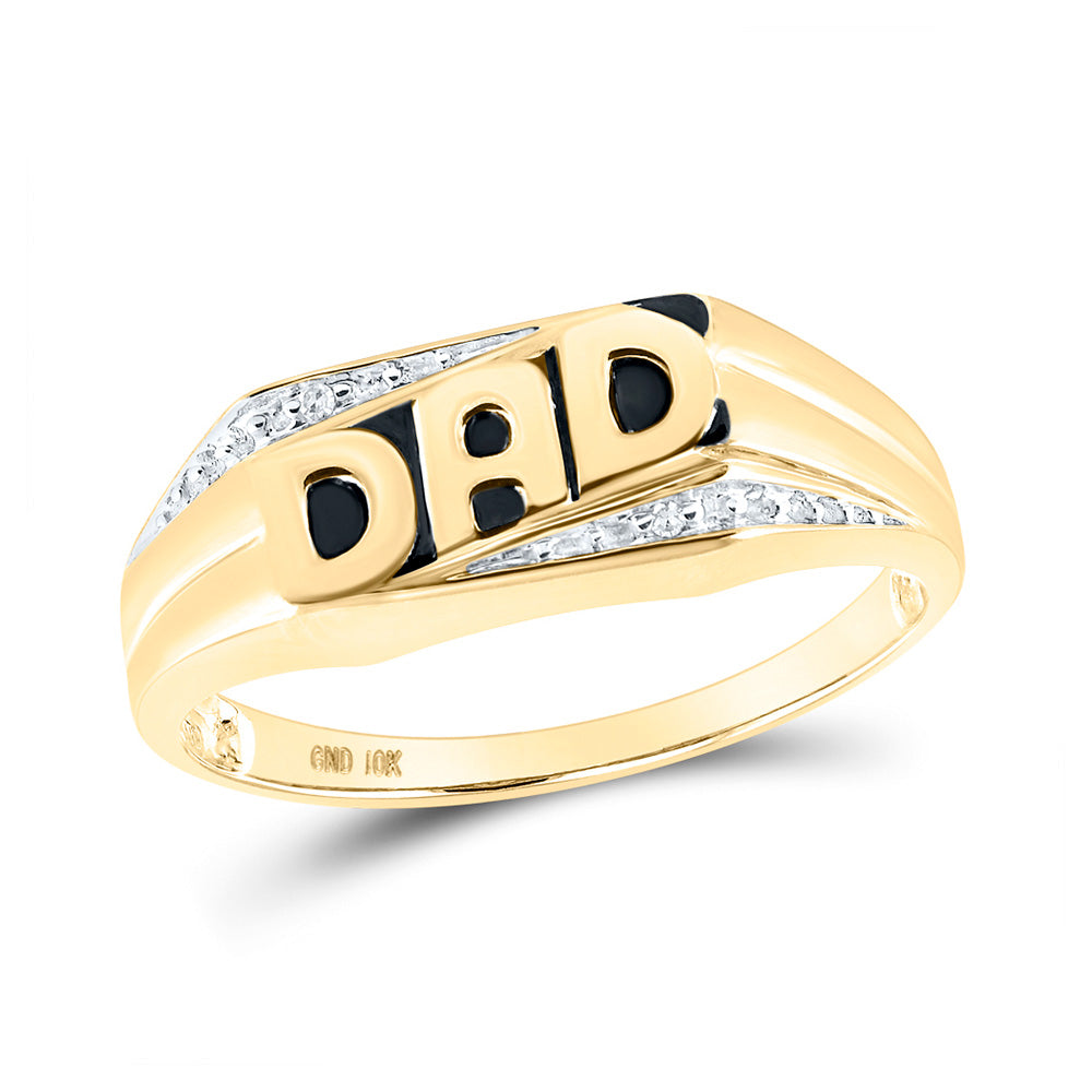 10kt Yellow Gold Mens Round Diamond Dad Father Ring .01 Cttw