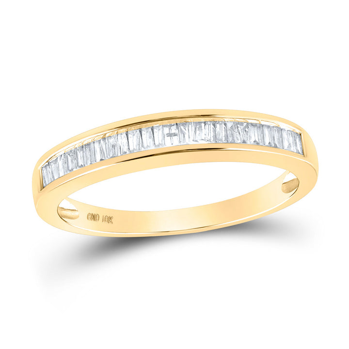 10kt Yellow Gold Womens Baguette Diamond Wedding Band 1/4 Cttw