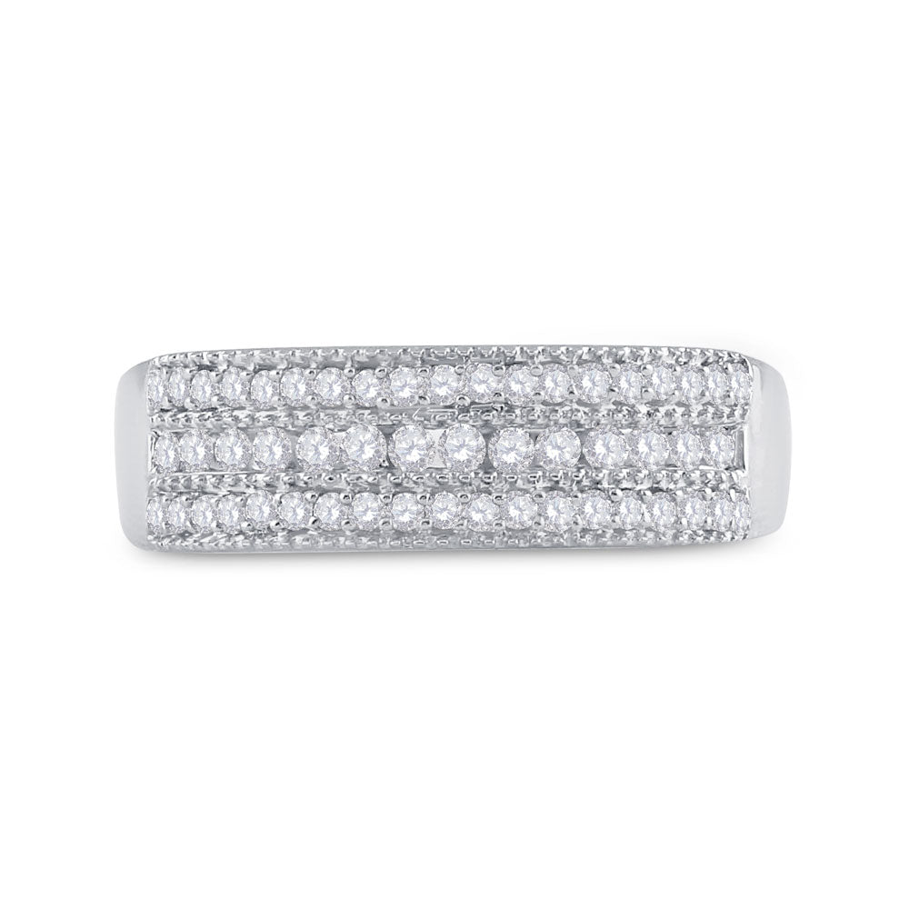 10kt White Gold Womens Round Diamond Band Ring 1/3 Cttw