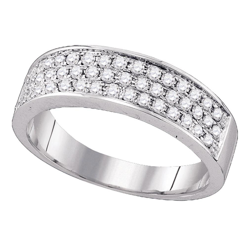 10kt White Gold Womens Round Diamond Pave Band Ring 1/2 Cttw