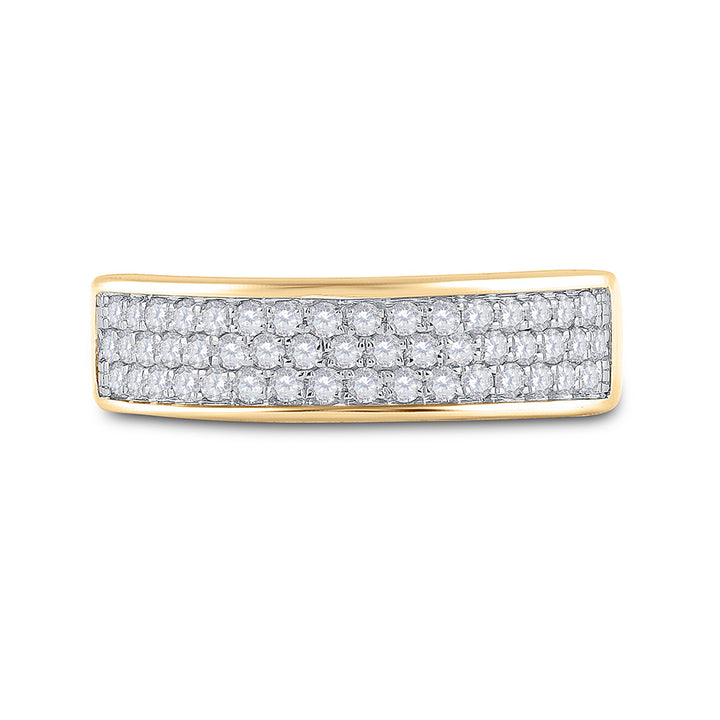 10kt Yellow Gold Womens Round Diamond Pave Band Ring 1/2 Cttw