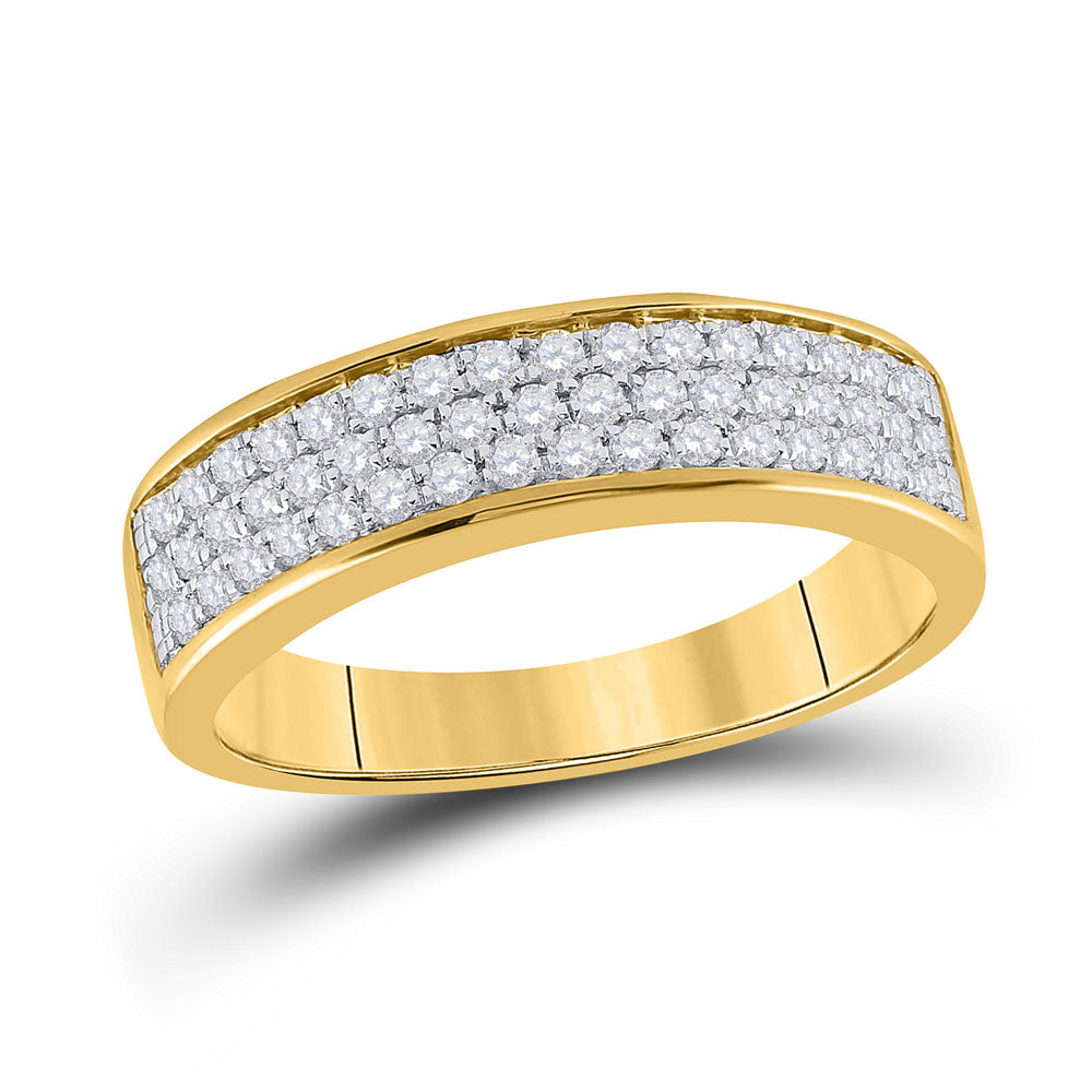 10kt Yellow Gold Womens Round Diamond Pave Band Ring 1/2 Cttw