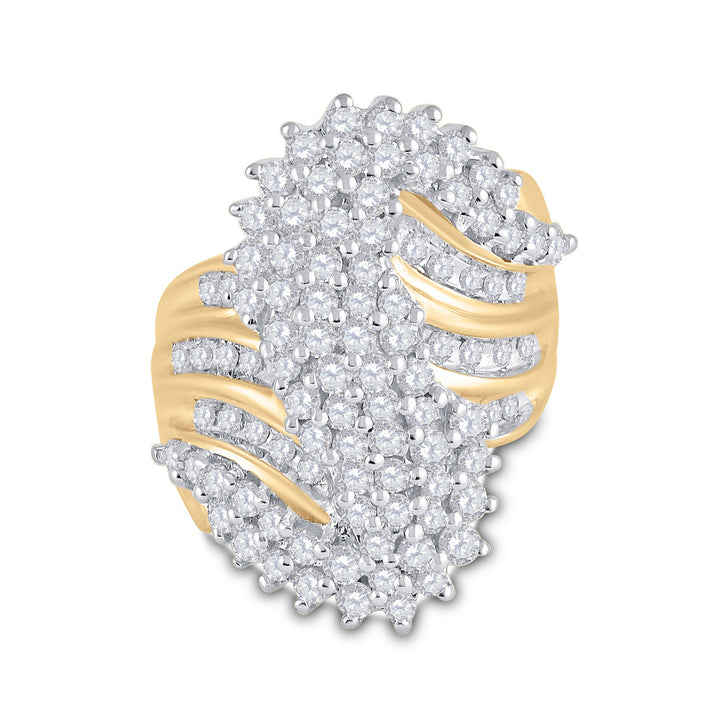 10kt Yellow Gold Womens Round Diamond Cluster Ring 2 Cttw