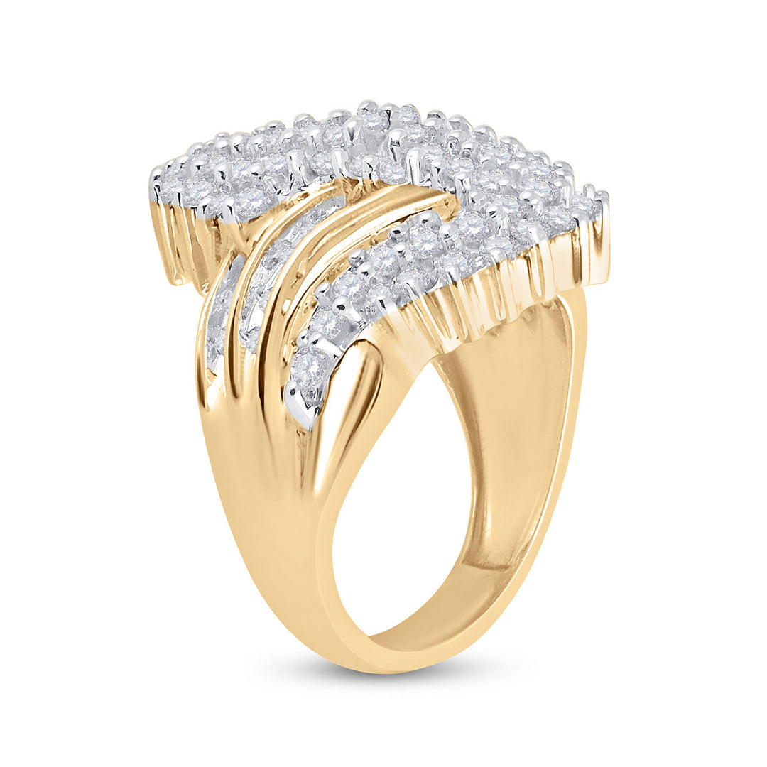 10kt Yellow Gold Womens Round Diamond Cluster Ring 2 Cttw