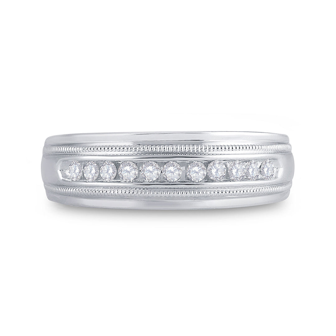 10kt White Gold Mens Round Diamond Wedding Single Row Band Ring 1/4 Cttw