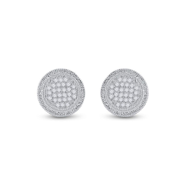 Sterling Silver Mens Round Diamond Disk Circle Earrings 1/6 Cttw