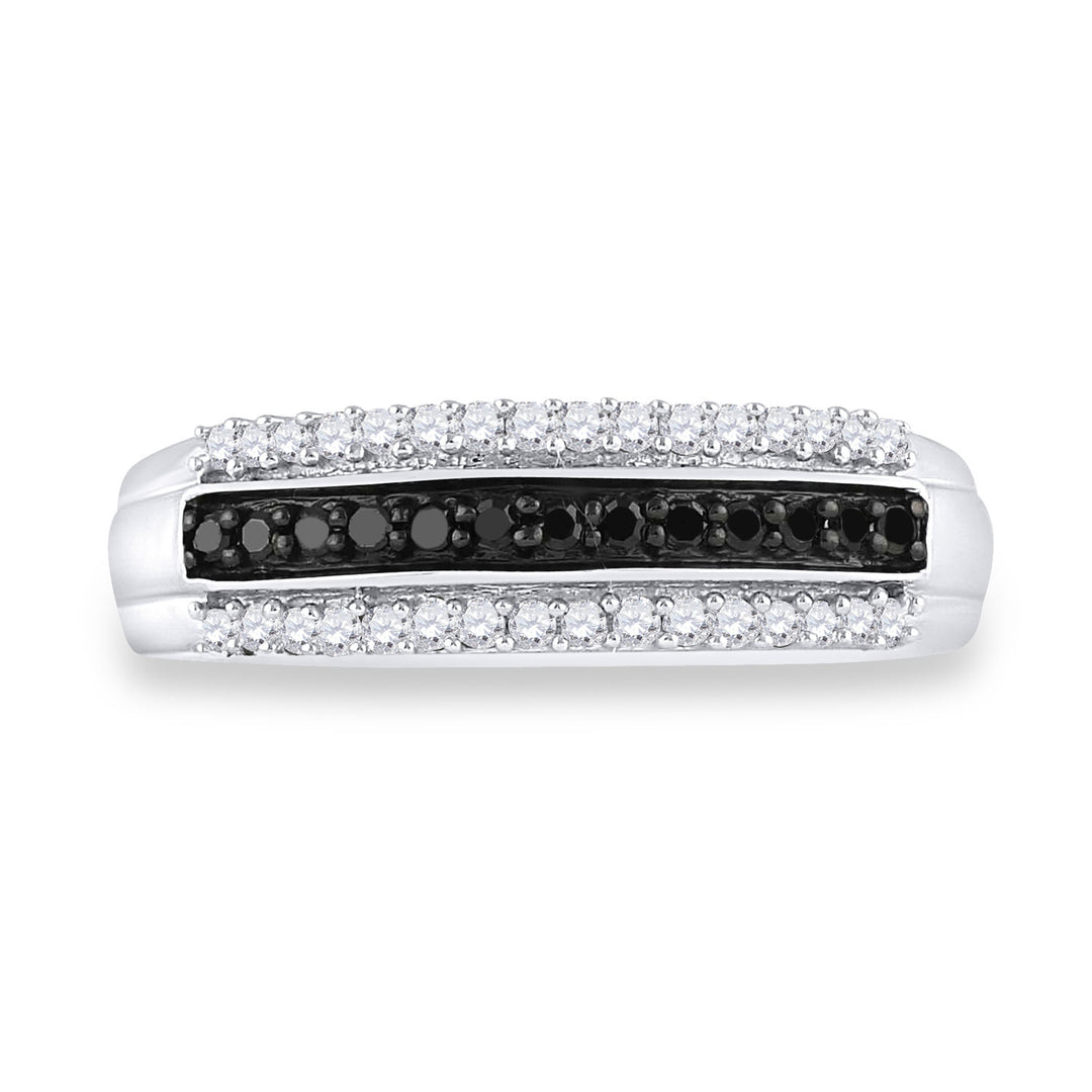 Sterling Silver Womens Round Black Color Enhanced Diamond Band Ring 1/4 Cttw