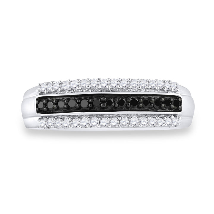 Sterling Silver Womens Round Black Color Enhanced Diamond Band Ring 1/4 Cttw