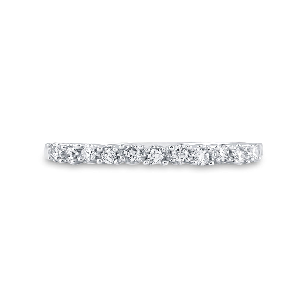 10kt White Gold Womens Round Diamond Single Row Band Ring 1/6 Cttw