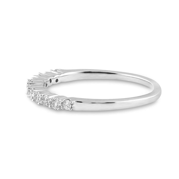 10kt White Gold Womens Round Diamond Single Row Band Ring 1/6 Cttw