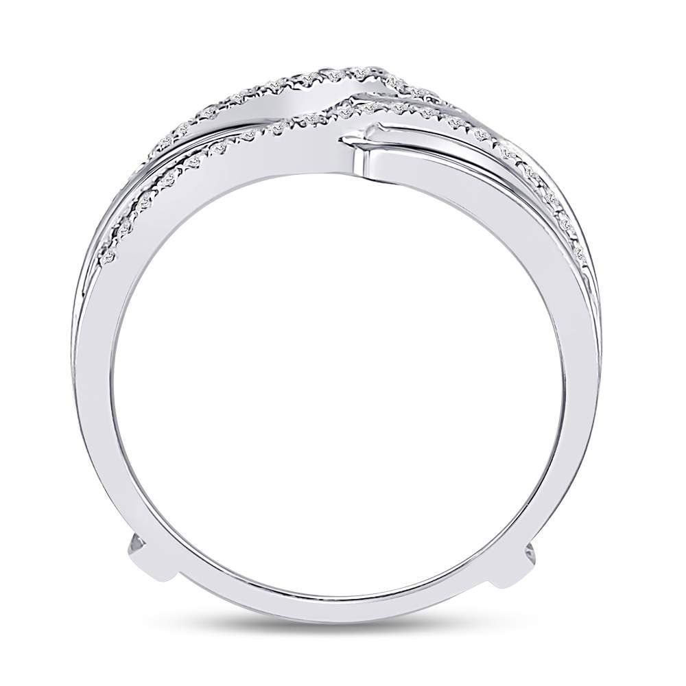 14kt White Gold Womens Round Diamond Pointed Ring Guard Wedding Enhancer Band 1/5 Cttw