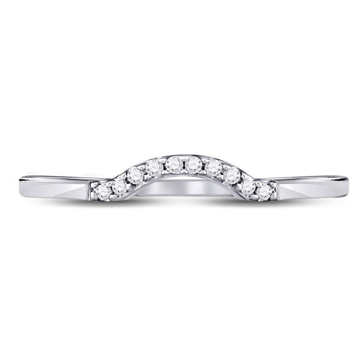 10kt White Gold Womens Round Diamond Contoured Solitaire Enhancer Wedding Band 1/20 Cttw