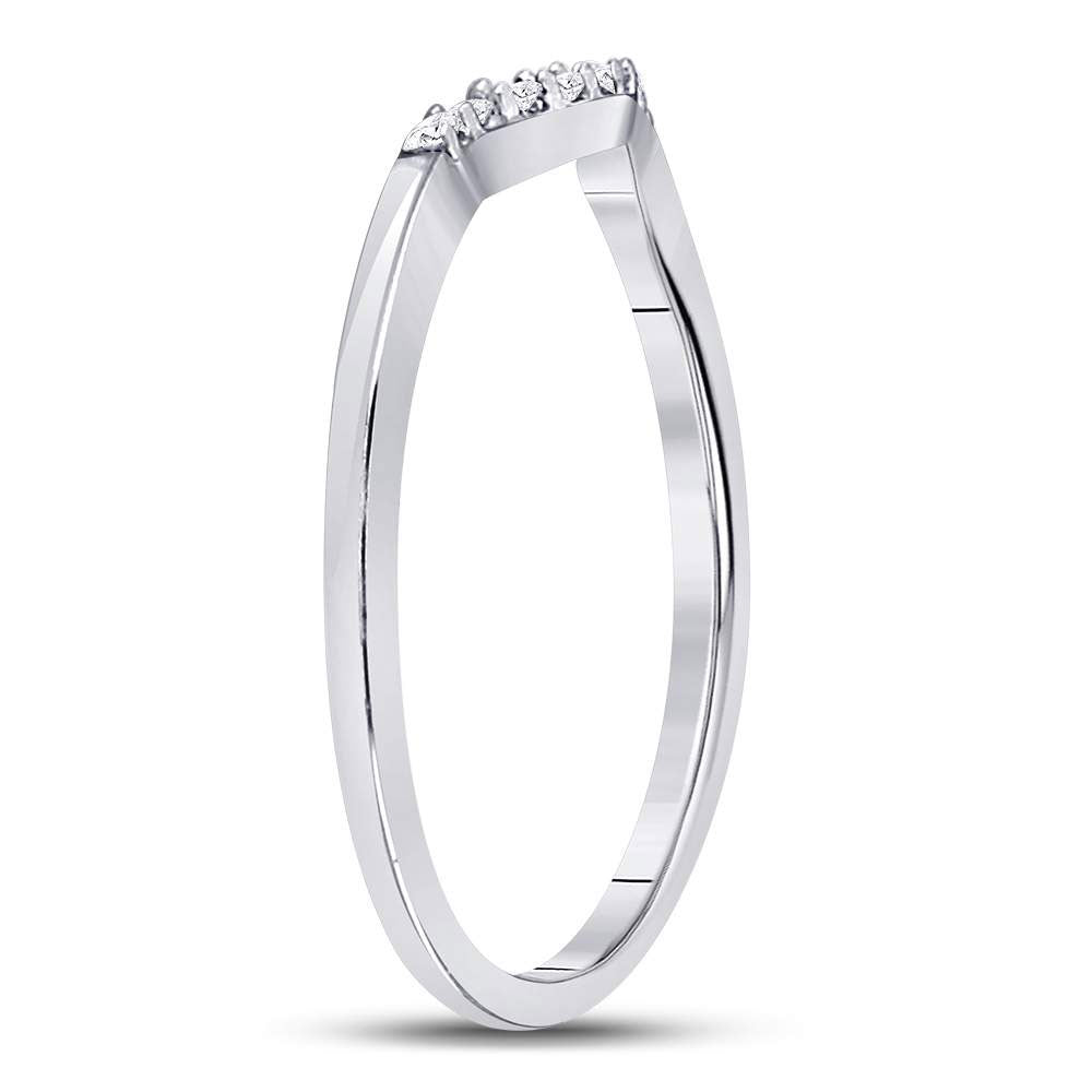 10kt White Gold Womens Round Diamond Contoured Solitaire Enhancer Wedding Band 1/20 Cttw