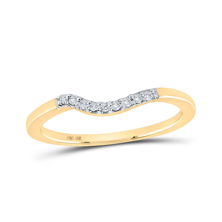 10kt Yellow Gold Womens Round Diamond Contoured Solitaire Enhancer Wedding Band 1/20 Cttw