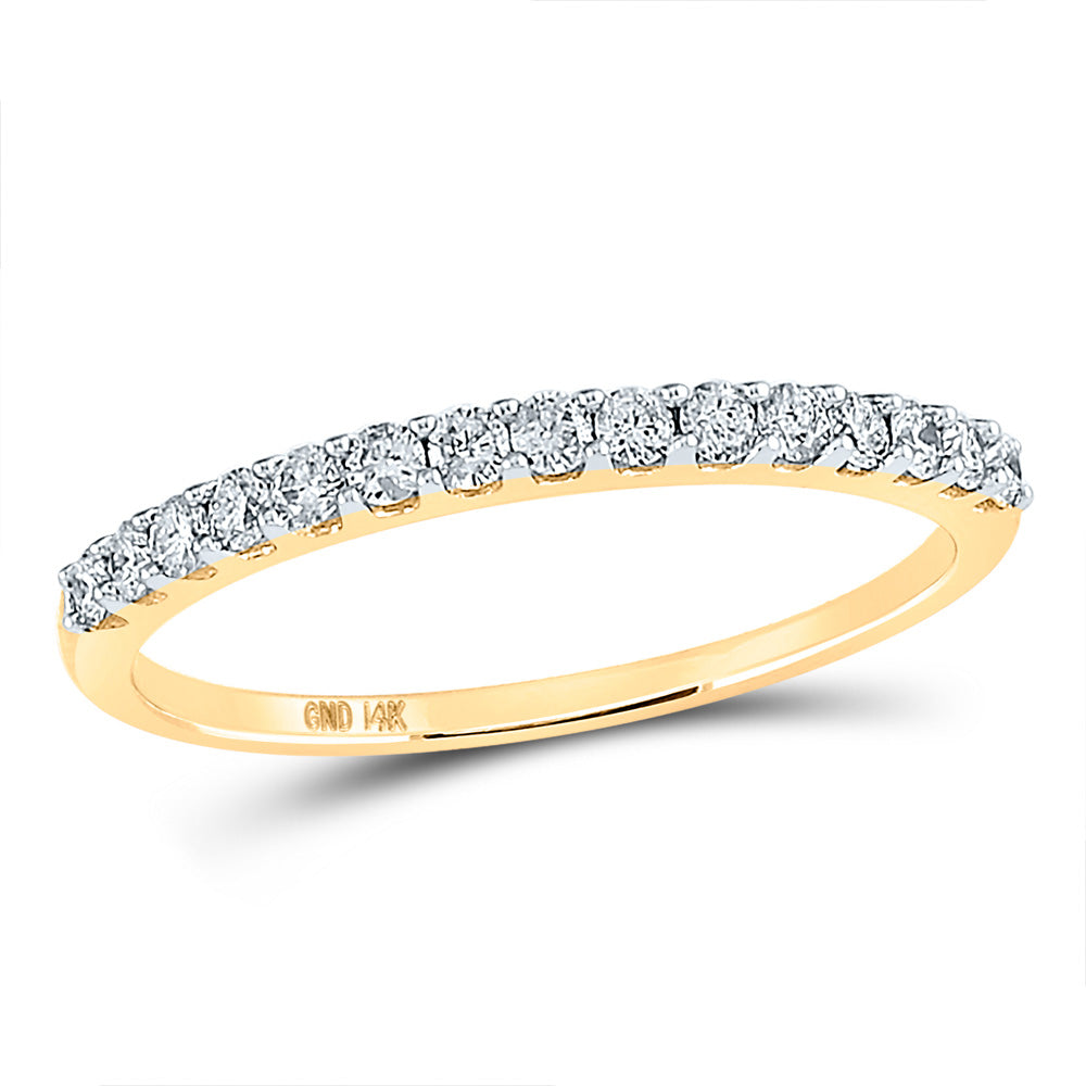 14kt Yellow Gold Womens Round Diamond Wedding Anniversary Band 1/4 Cttw