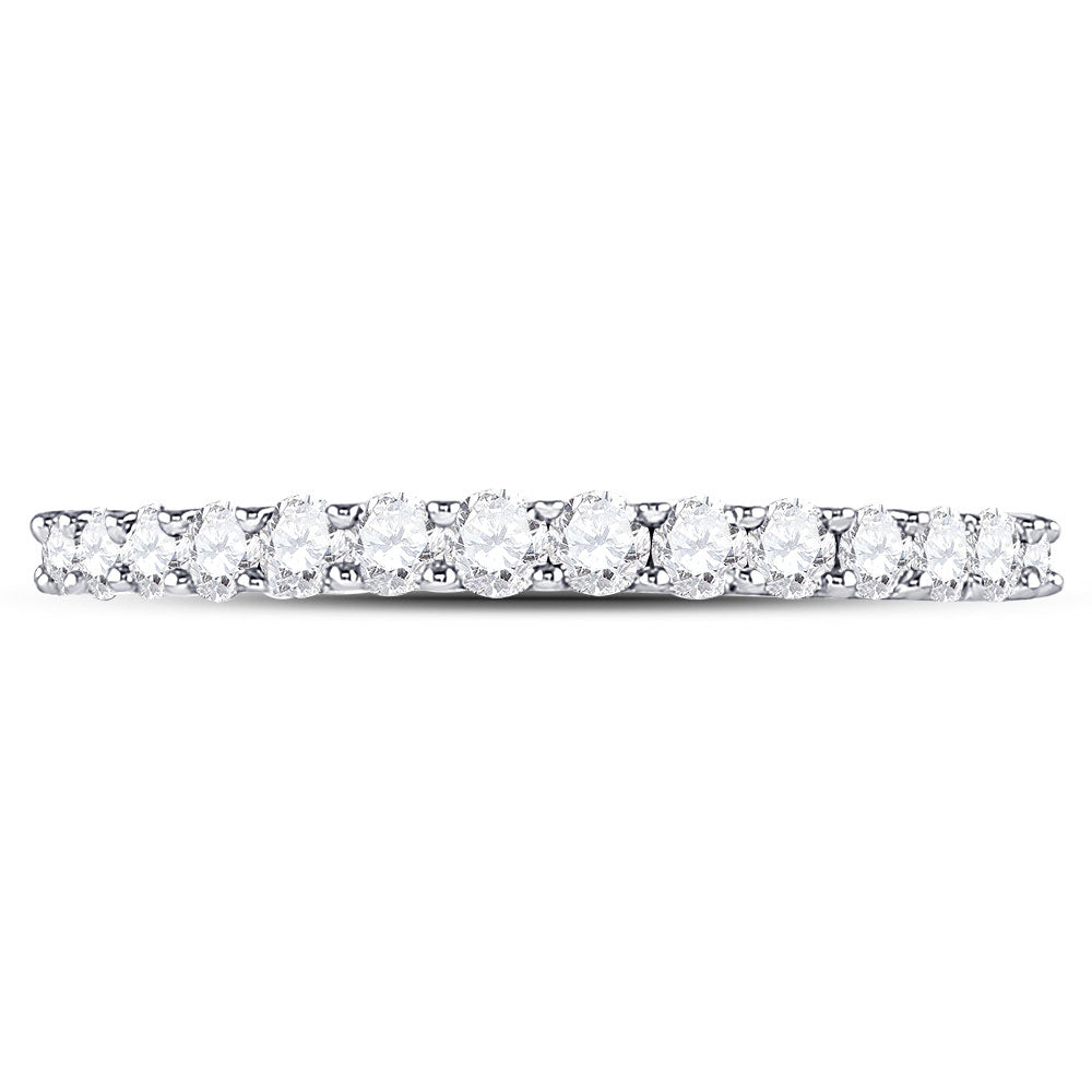 14kt White Gold Womens Round Diamond Wedding Anniversary Band 1/2 Cttw