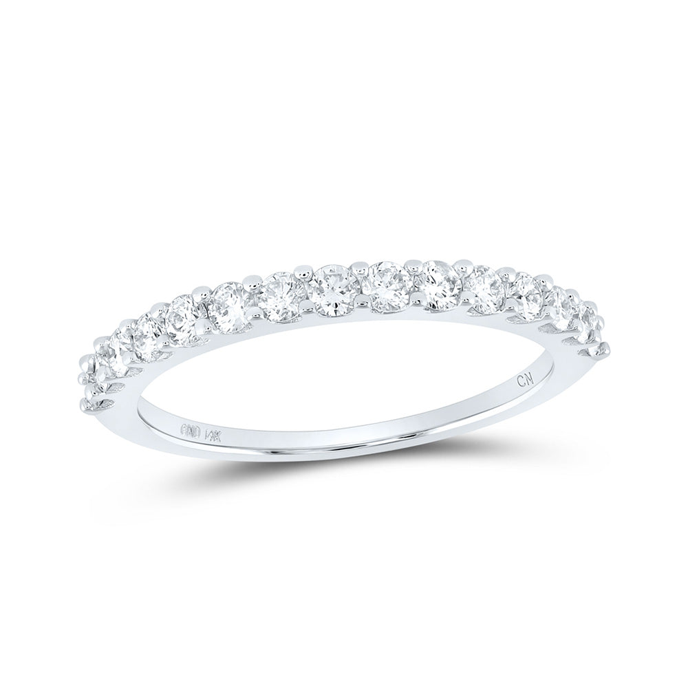 14kt White Gold Womens Round Diamond Wedding Anniversary Band 1/2 Cttw