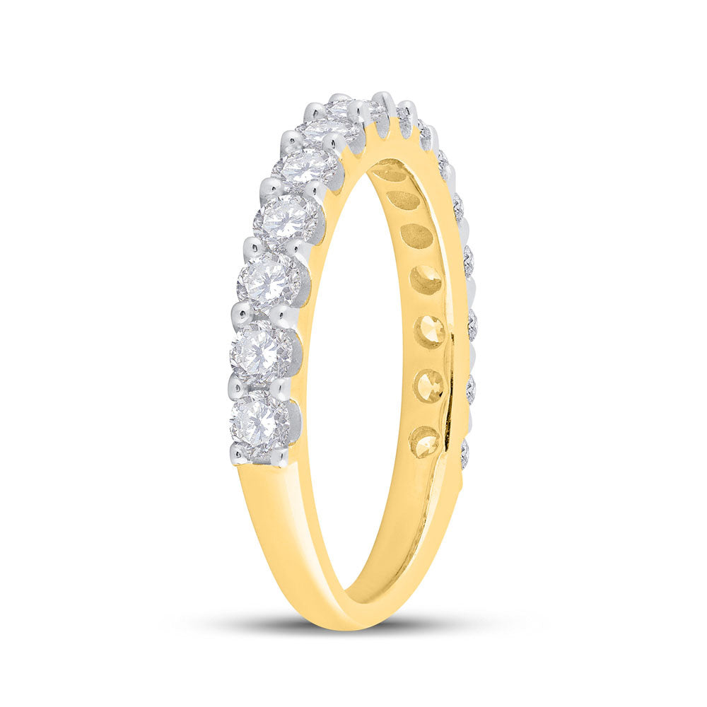 14kt Yellow Gold Womens Round Diamond Wedding Anniversary Band 1 Cttw