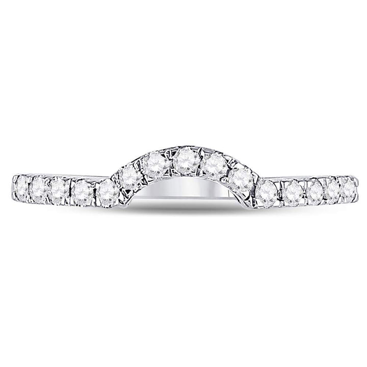 14kt White Gold Womens Round Diamond Curved Wedding Band Ring 1/4 Cttw