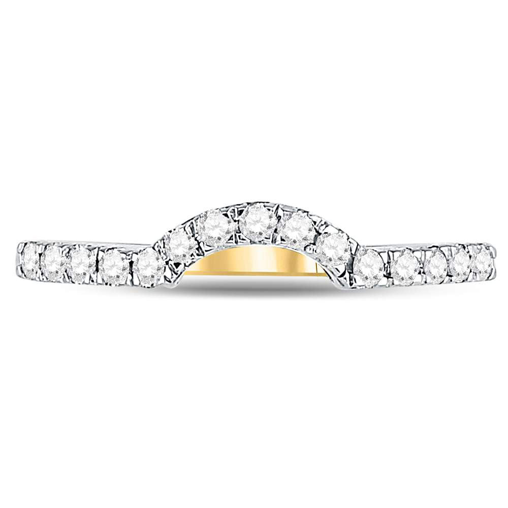 14kt Yellow Gold Womens Round Diamond Curved Wedding Enhancer Band Ring 1/4 Cttw