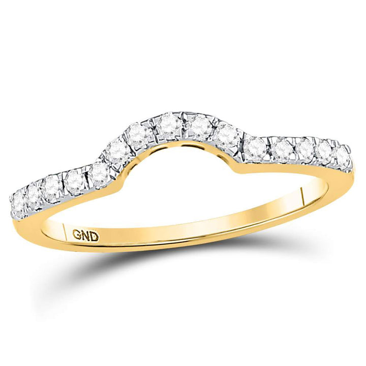 14kt Yellow Gold Womens Round Diamond Curved Wedding Enhancer Band Ring 1/4 Cttw