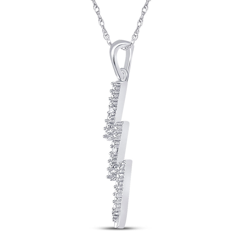 Sterling Silver Womens Round Diamond-accent Lightning Bolt Pendant .01 Cttw