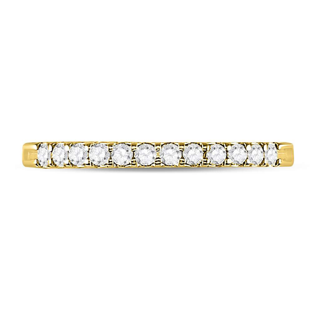 14kt Yellow Gold Womens Round Diamond Single Row Comfort Wedding Band 1/4 Cttw