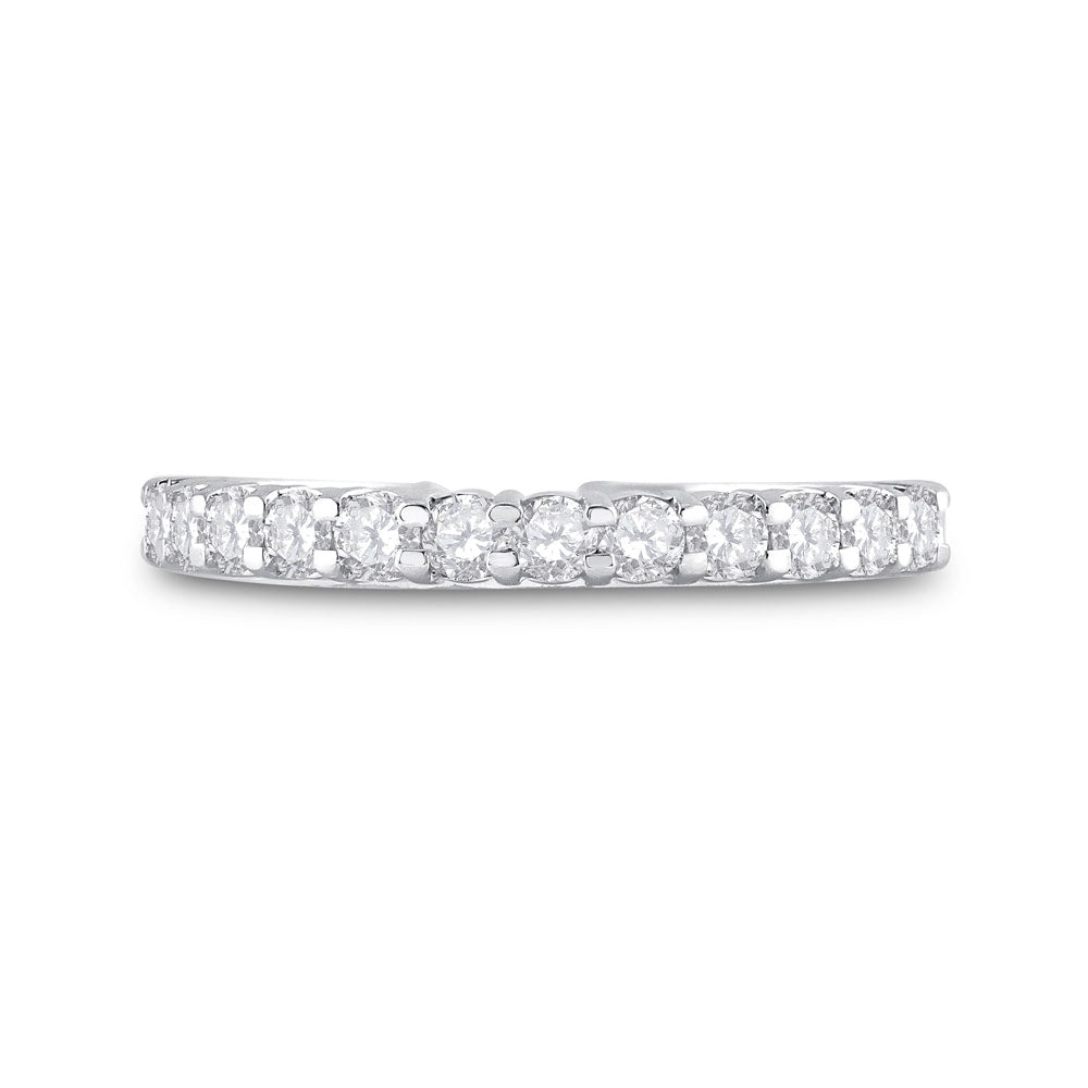 14kt White Gold Womens Round Diamond Single Row Band Ring 1/2 Cttw