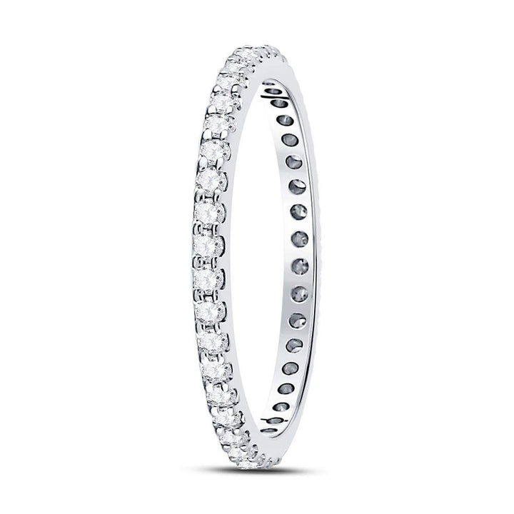 14kt White Gold Womens Round Diamond Eternity Wedding Band 1/2 Cttw