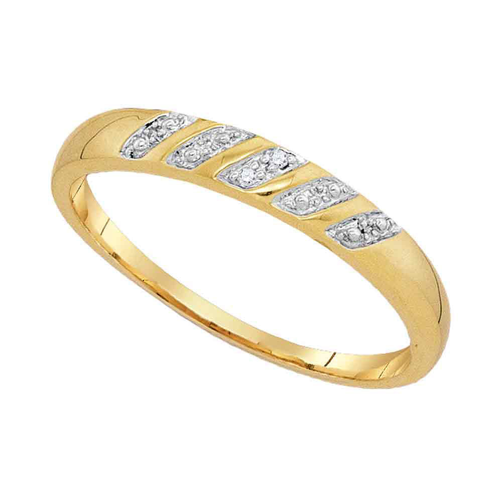 10kt Yellow Gold His Hers Round Diamond Solitaire Matching Wedding Set 1/10 Cttw