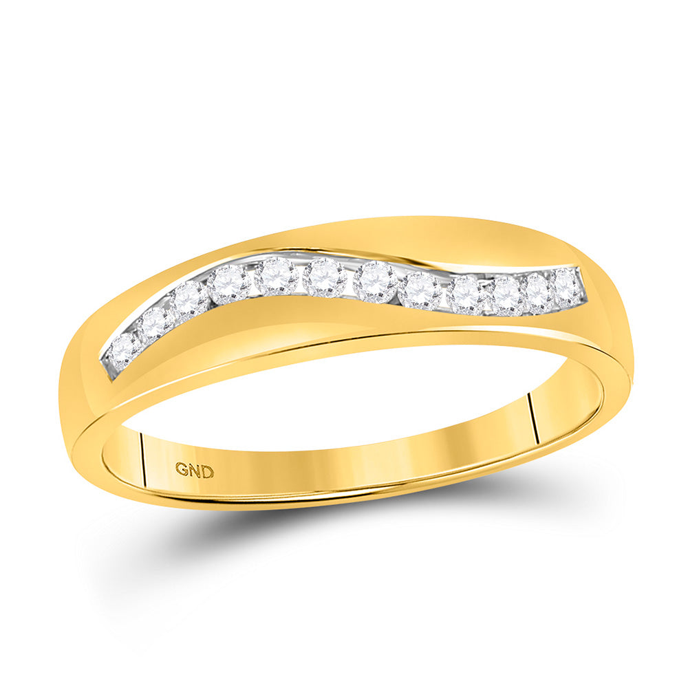 10kt Yellow Gold Mens Round Diamond Wedding Band Ring 1/4 Cttw