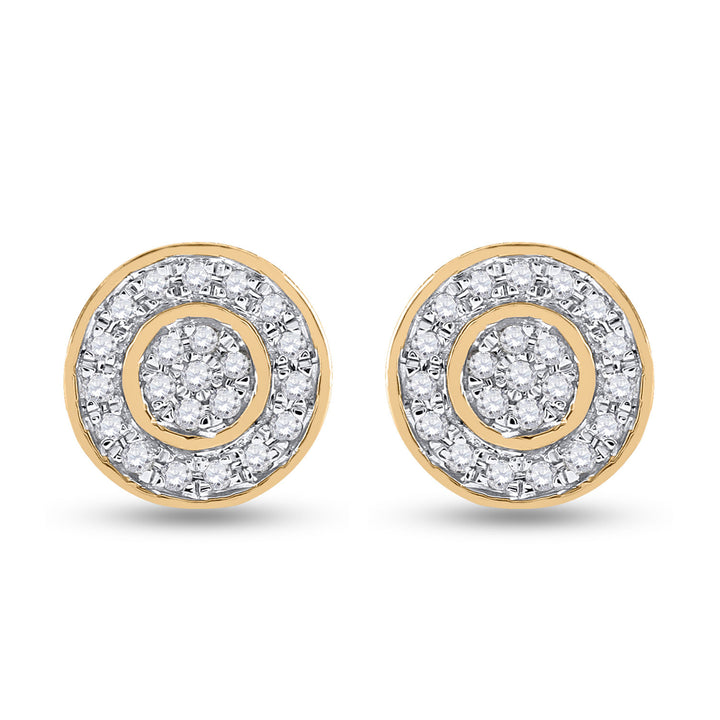 10kt Yellow Gold Womens Round Diamond Cluster Earrings 1/2 Cttw