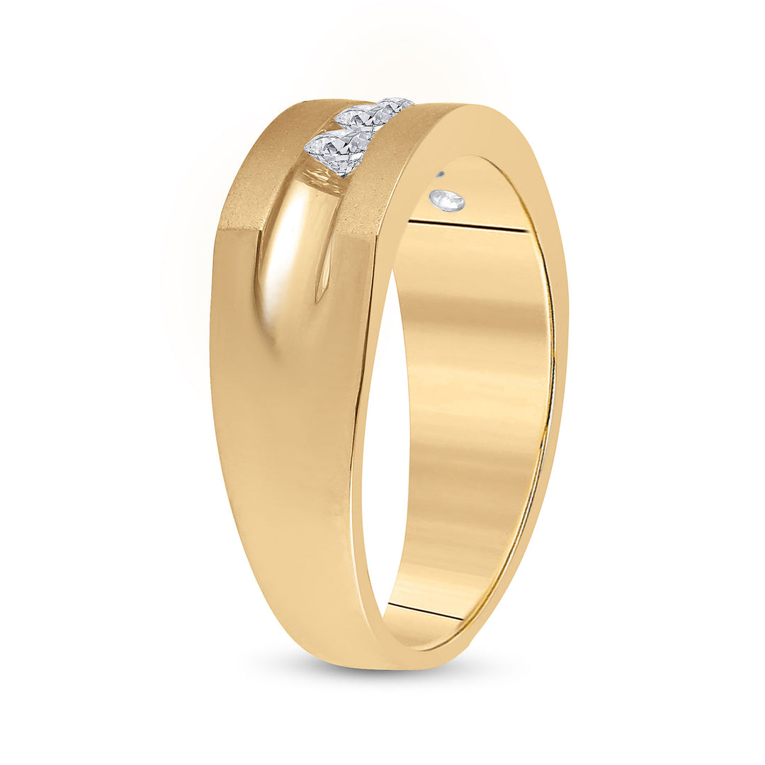 14kt Yellow Gold Mens Round Diamond Wedding 5-Stone Band Ring 1/2 Cttw