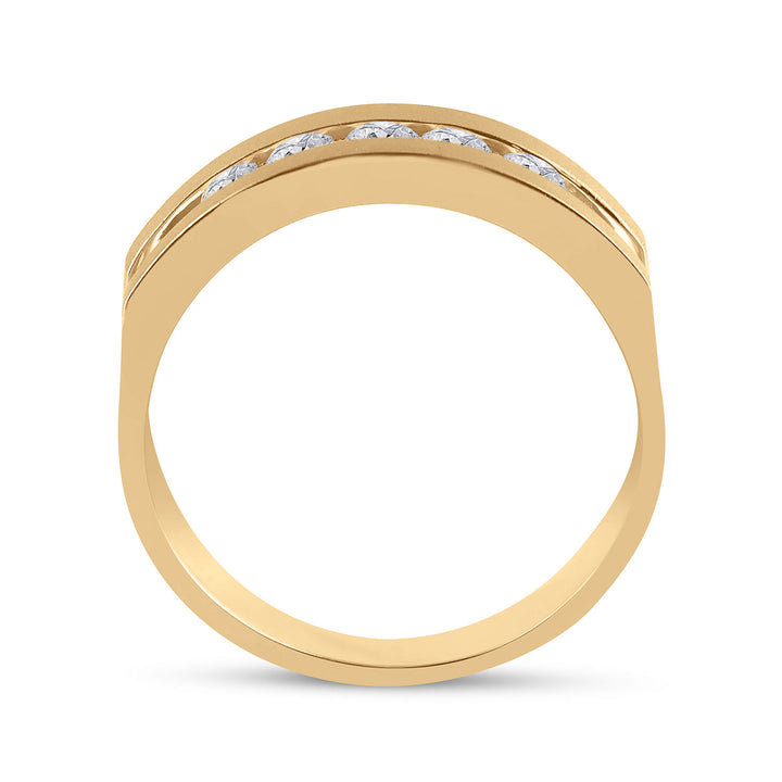 14kt Yellow Gold Mens Round Diamond Wedding 5-Stone Band Ring 1/2 Cttw