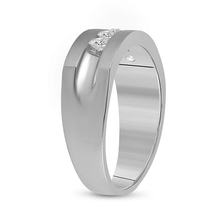 14kt White Gold Mens Round Diamond Wedding 5-Stone Band Ring 1/2 Cttw