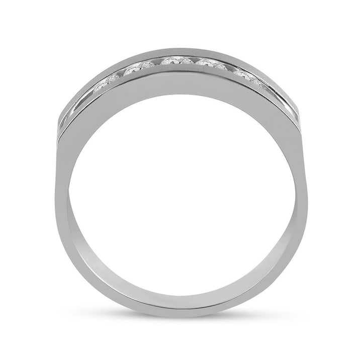 14kt White Gold Mens Round Diamond Wedding 5-Stone Band Ring 1/2 Cttw